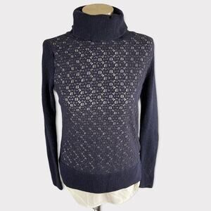 Simply Vera Vera Wang Navy Blue S Sweater Blouse Under Cowl Neck Zig Zag Pattern